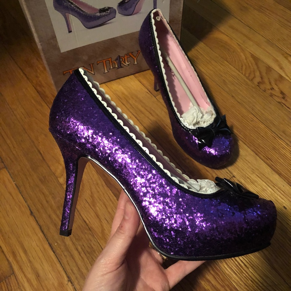 Purple Sparkley Glitter High Heels